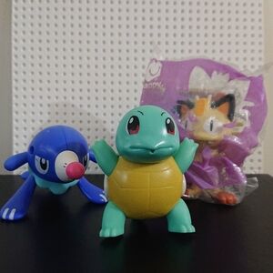 Pokemon Squirtle, Popplio and Meowth Action Figures - Mcdonalds 2016-2018